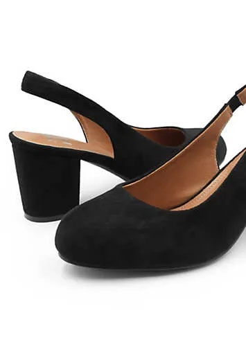 Where’s That From Edith Black Suede Wide Fit Slingback Court Shoes | Grattan