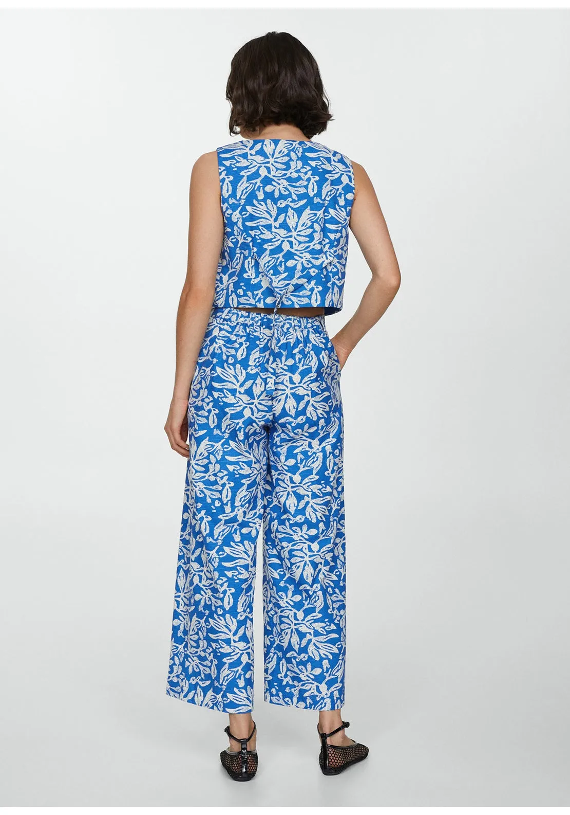 Wide leg printed trousers