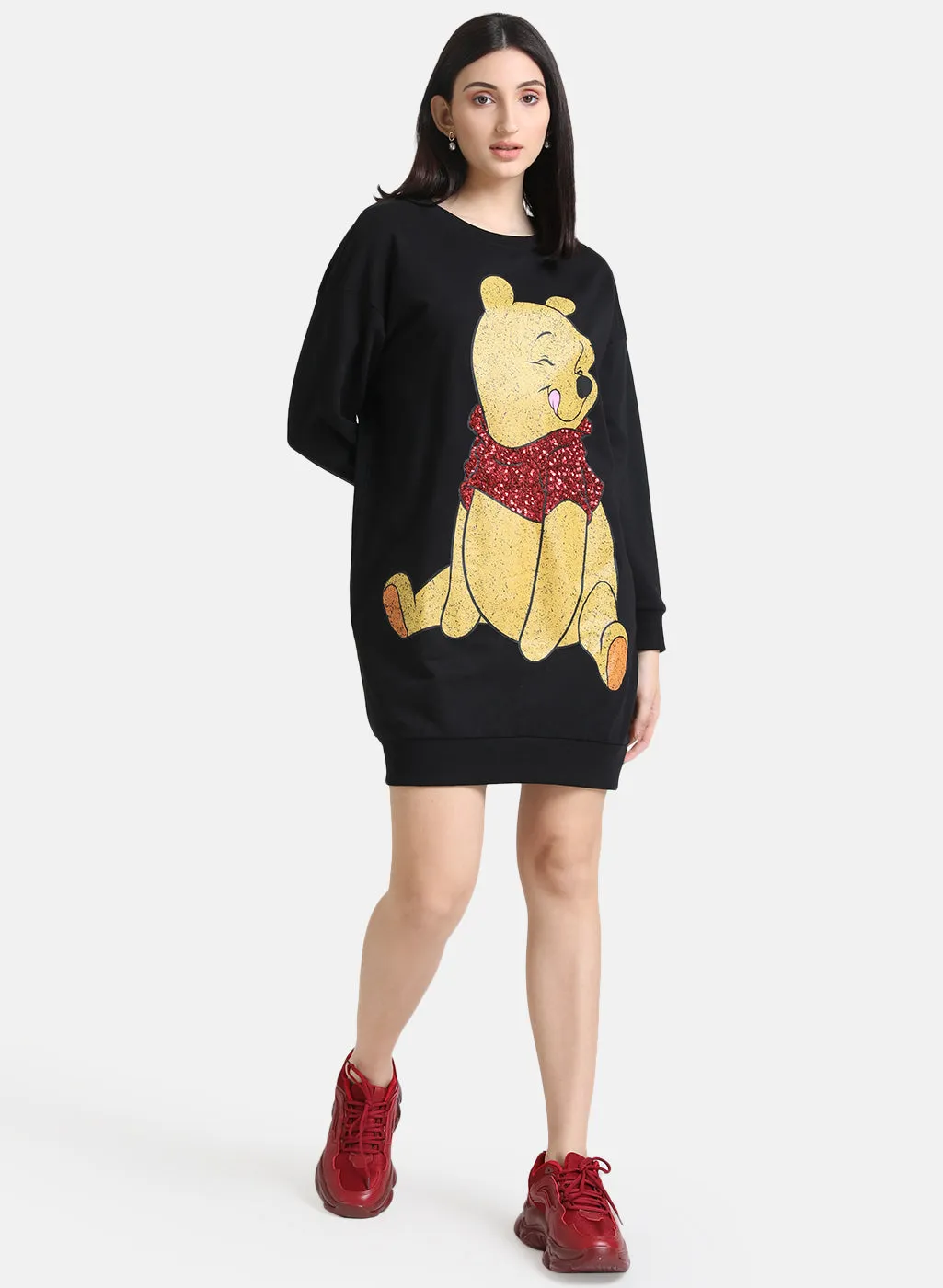 Winnie The Pooh Disney Printed Sequin Sweat Dress