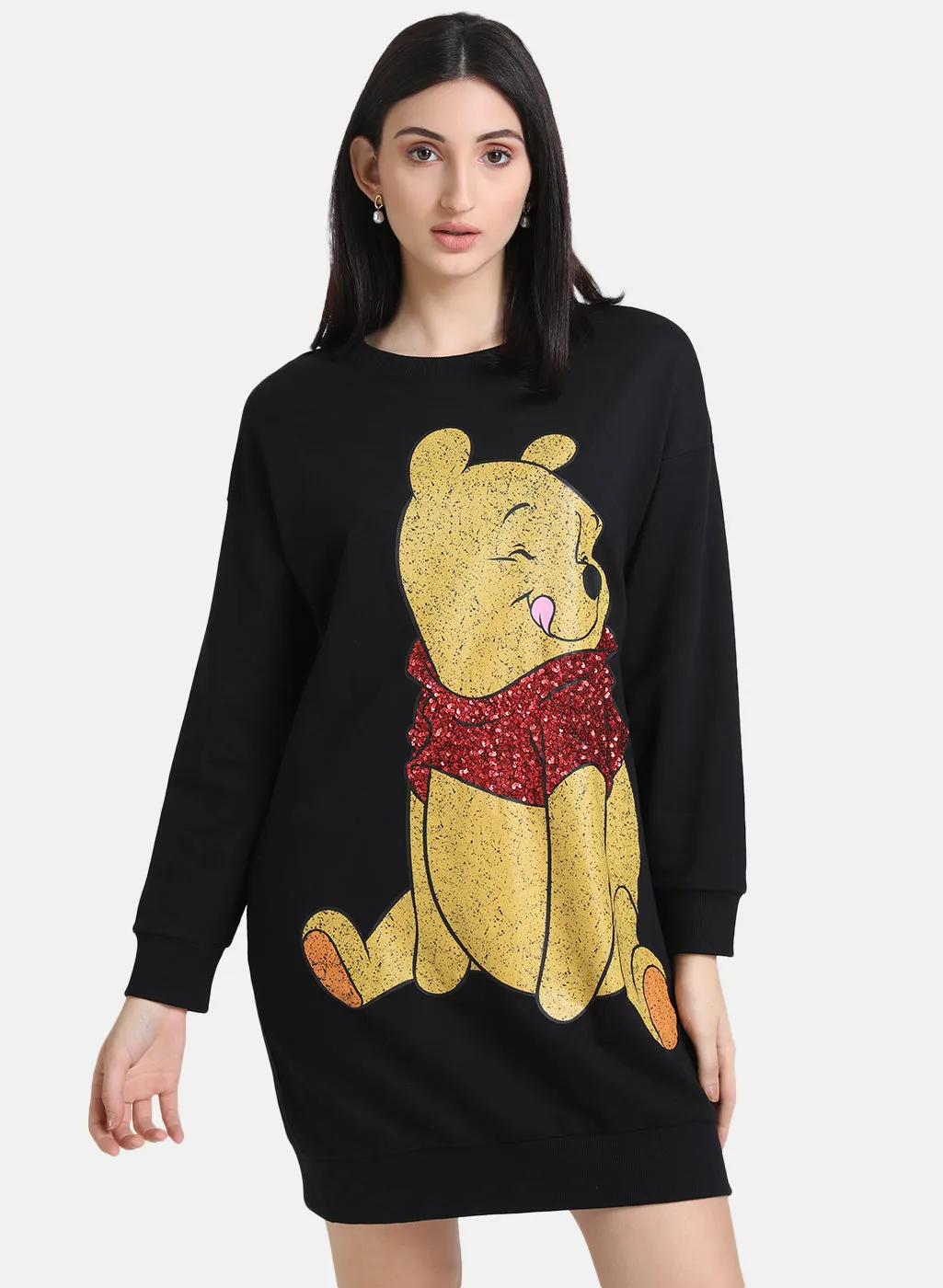 Winnie The Pooh Disney Printed Sequin Sweat Dress