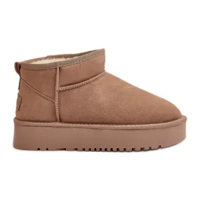 Women's Suede Snow Boots On The Platform Beige Nereviana