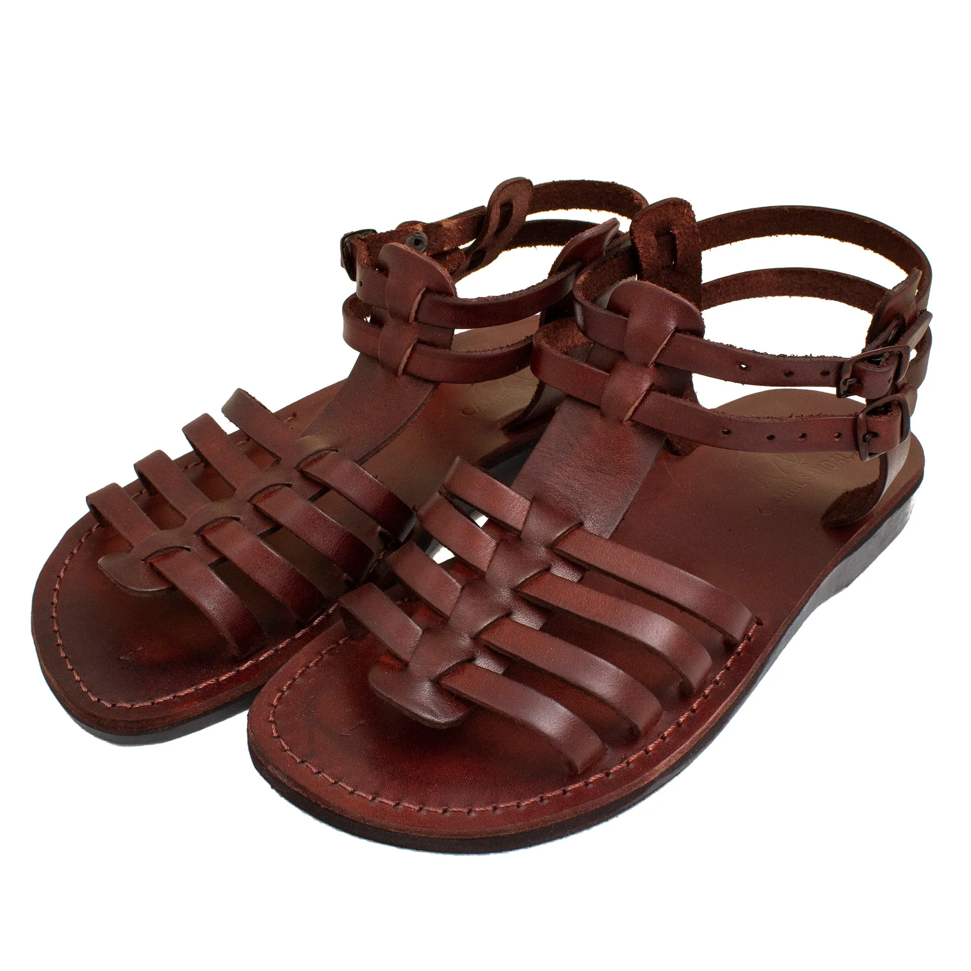 Women's Sandals Natural Genuine Leather Strap Flat Handmade from Jerusalem