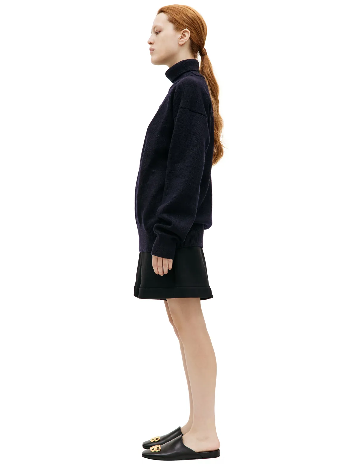 Wool Turtleneck Sweater - Navy Blue