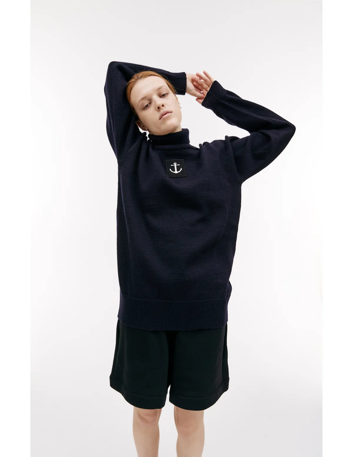 Wool Turtleneck Sweater - Navy Blue