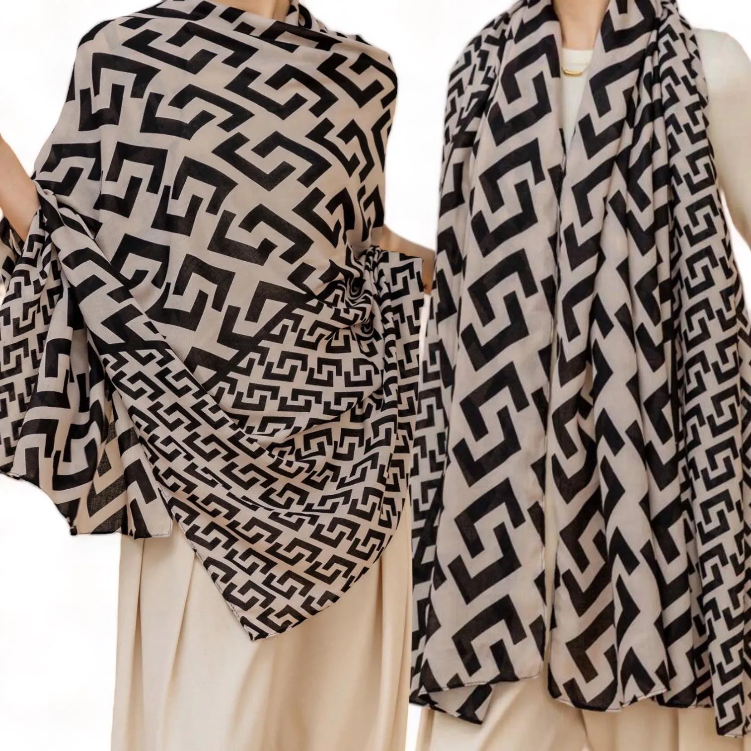 WRAP Rectangular Pattern Thin Elegant Scarf