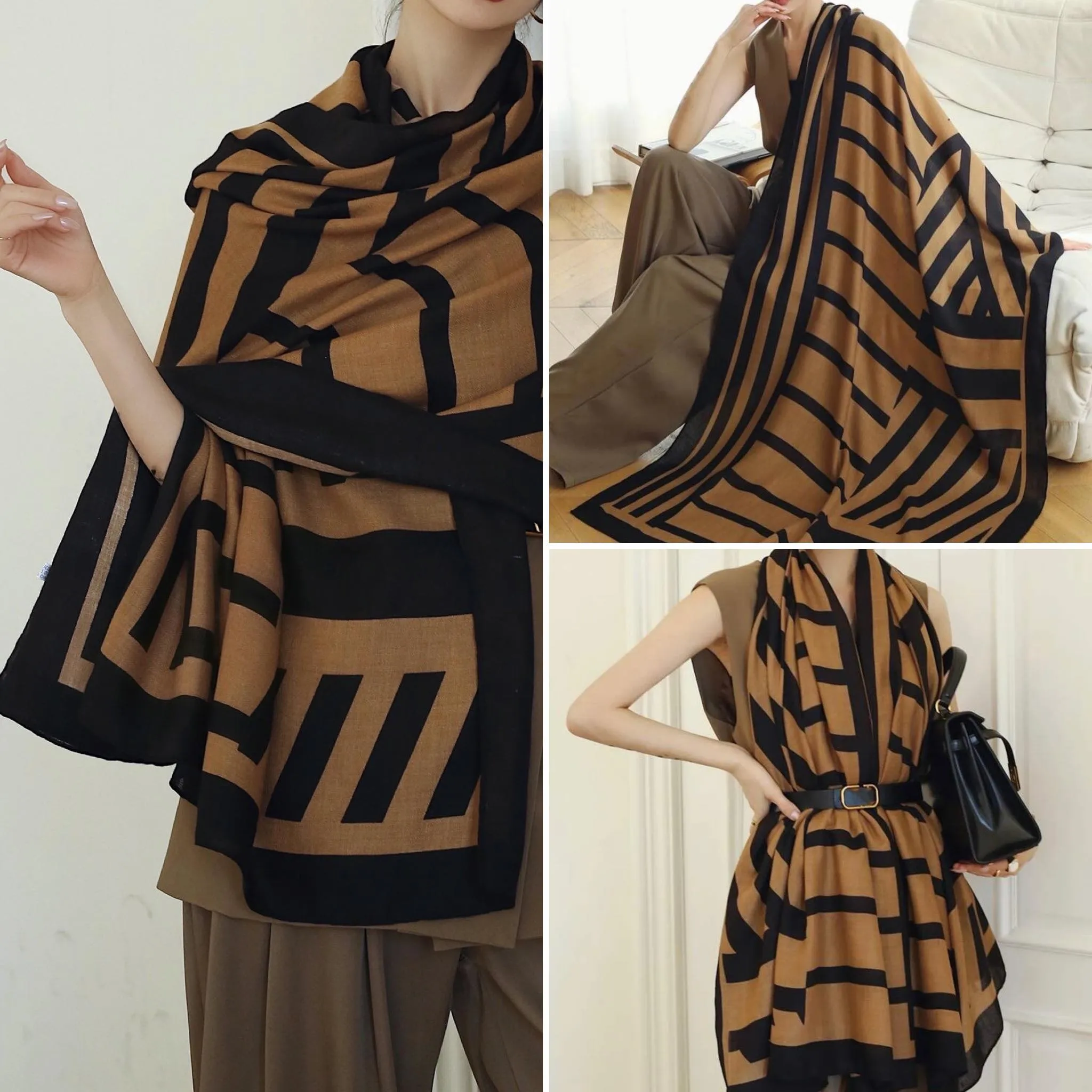 WRAP Rectangular Pattern Thin Elegant Scarf