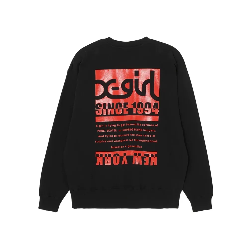 X-girl  |Unisex Sweat Street Style Long Sleeves Cotton Oversized Logo