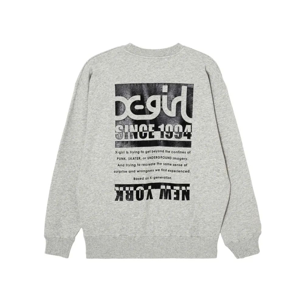 X-girl  |Unisex Sweat Street Style Long Sleeves Cotton Oversized Logo