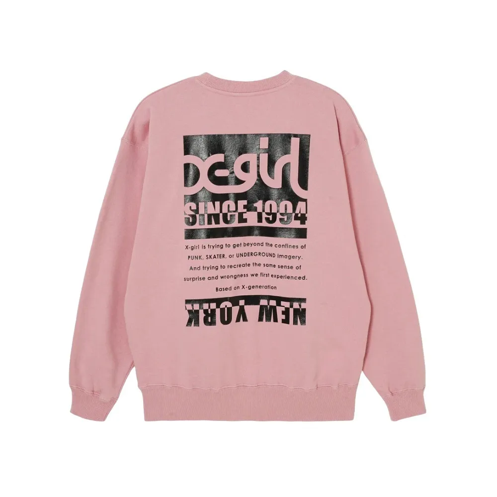 X-girl  |Unisex Sweat Street Style Long Sleeves Cotton Oversized Logo