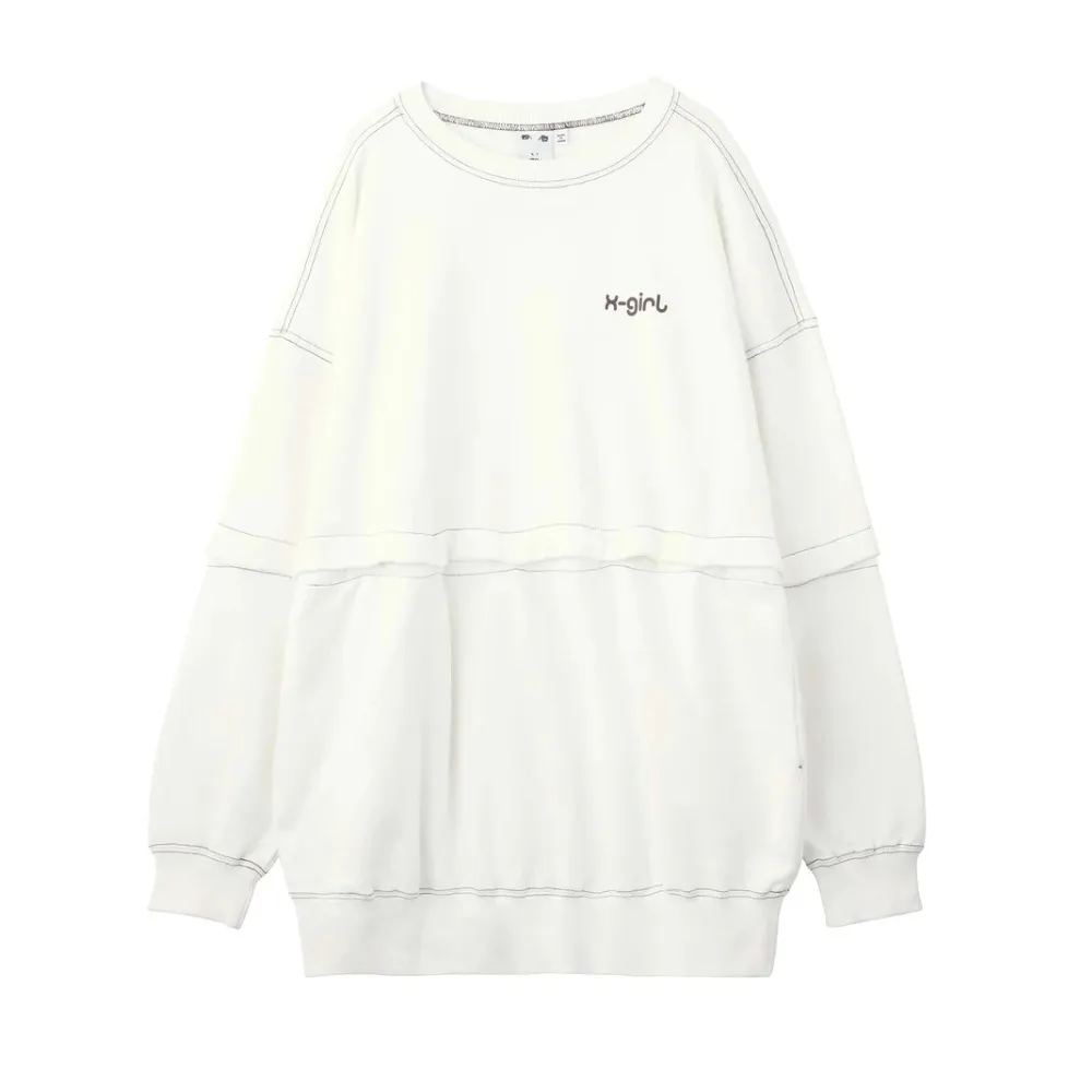 X-girl  |Unisex Sweat Street Style Long Sleeves Plain Cotton