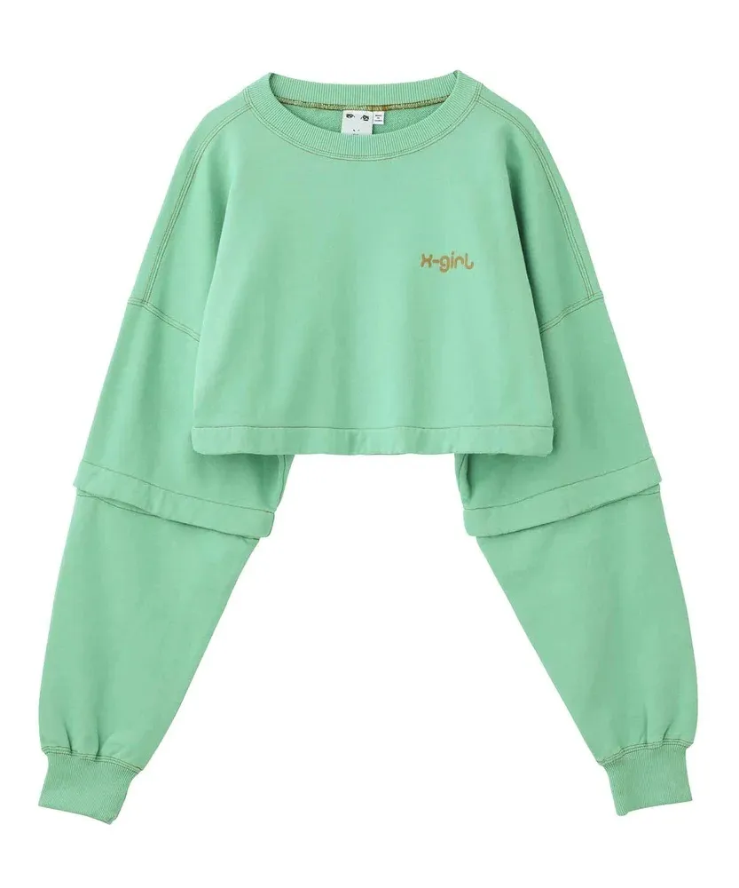 X-girl  |Unisex Sweat Street Style Long Sleeves Plain Cotton