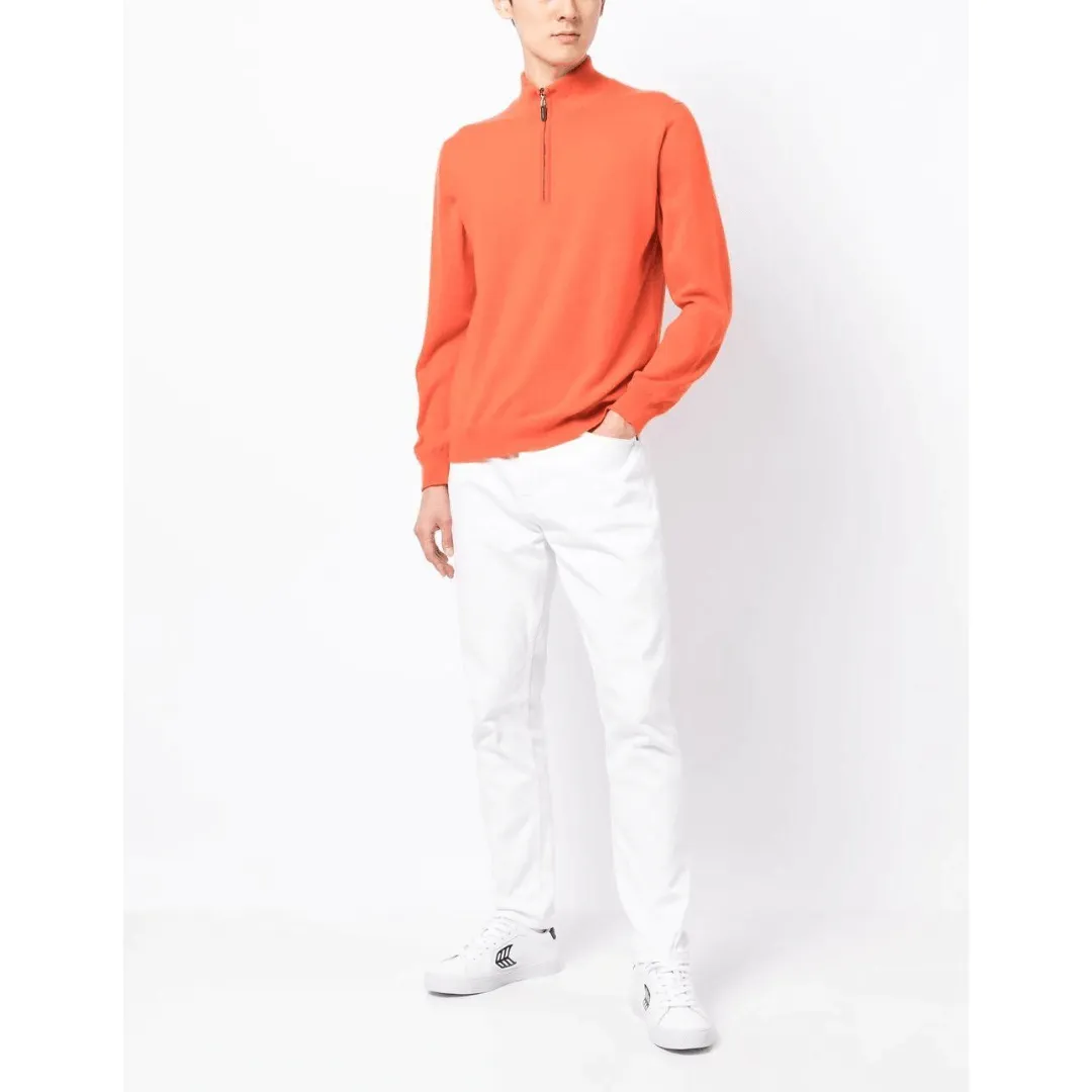 ZIPPED CASHMERE TURTLENECK ORANGE