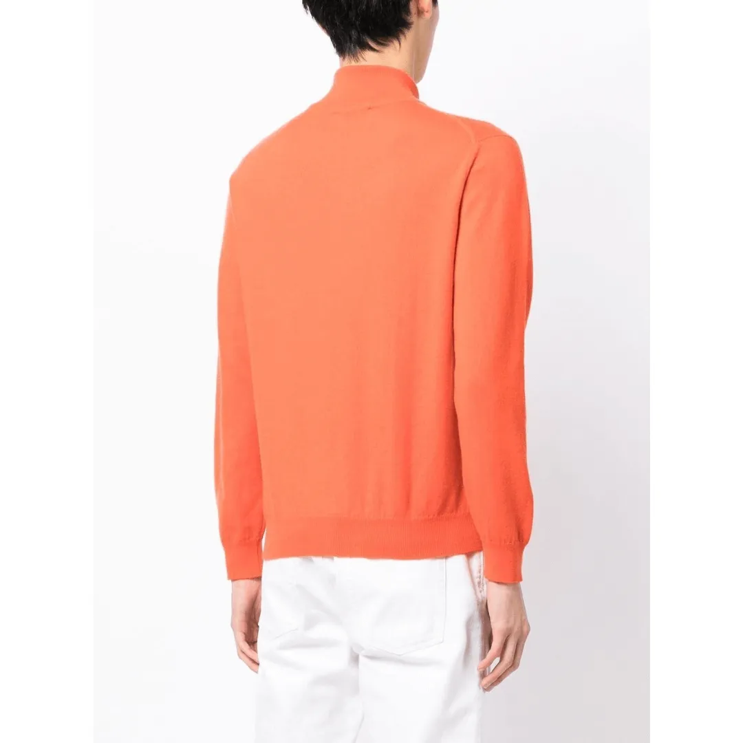 ZIPPED CASHMERE TURTLENECK ORANGE